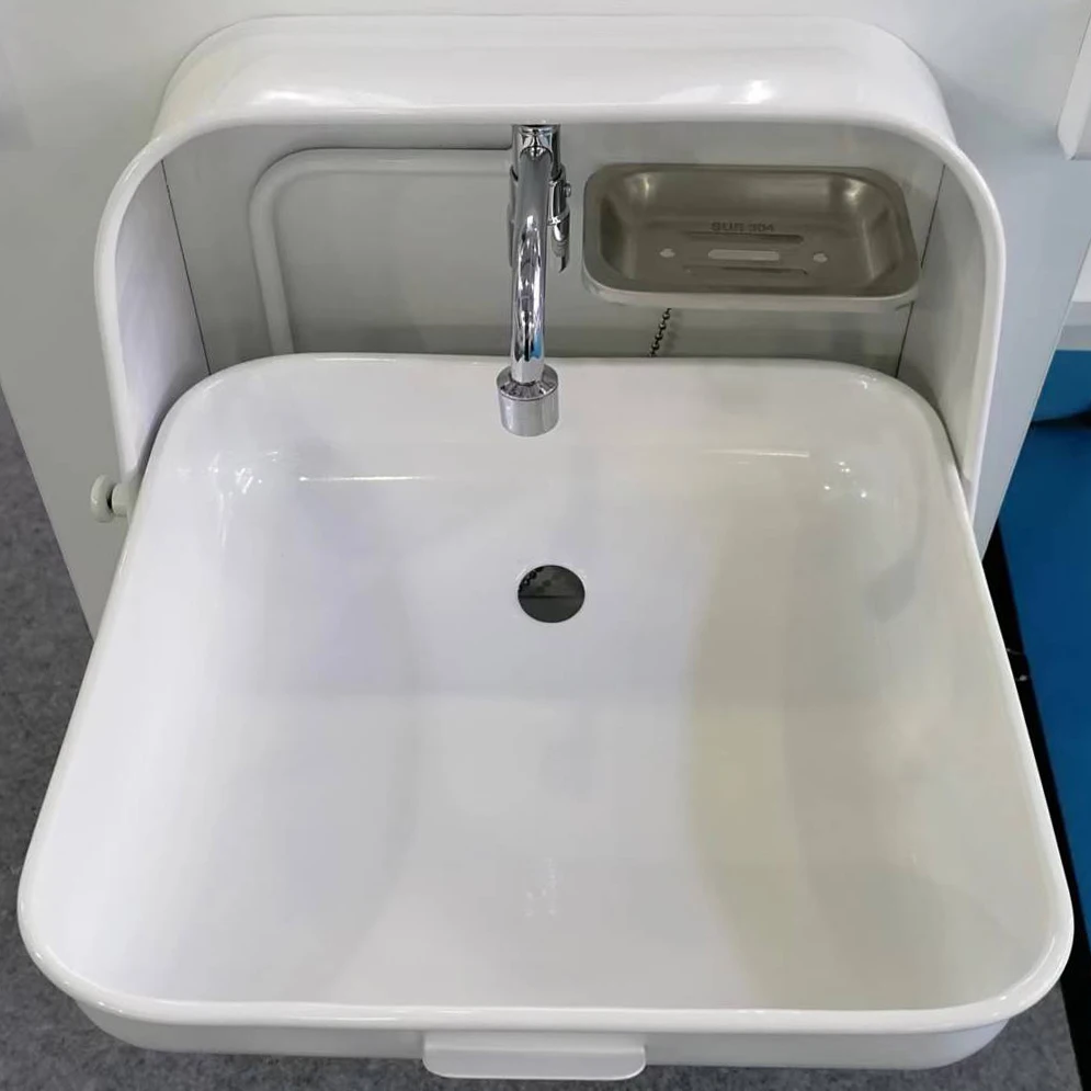 White stainless steel SUS304 folding wash basin including yacht train hospital school outdoor faucet drain