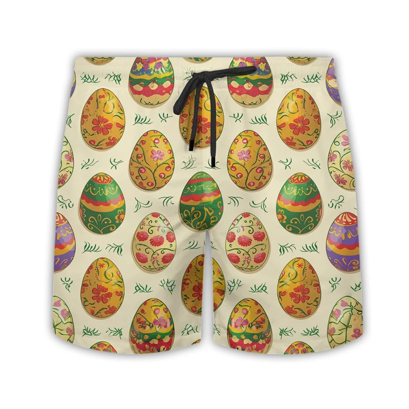 Hawaiian Easter Day 3D Printed Short Pants For Men Clothes Colorful Eggs Beach Shorts Casual Aloha Kids Trunks Boy Trousers Tops