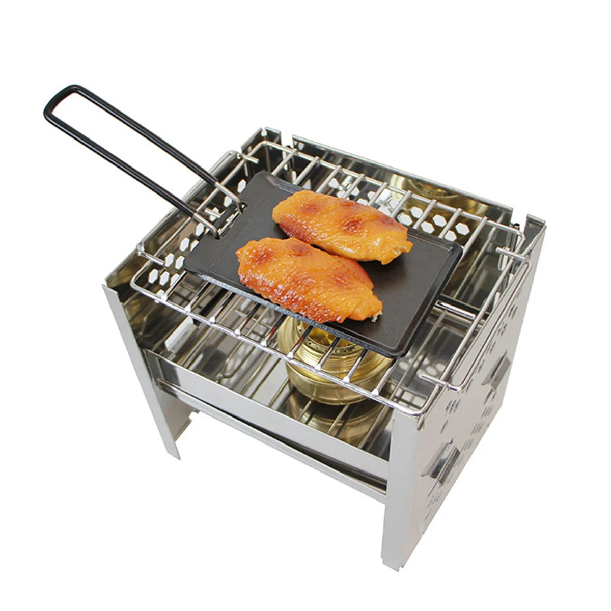 

1 Set Of Non-Stick Grill Pan Premium Iron Baking Tray For Indoor Outdoor Barbecue Camping Bbq Tool Kitchen Bakeware Roasting