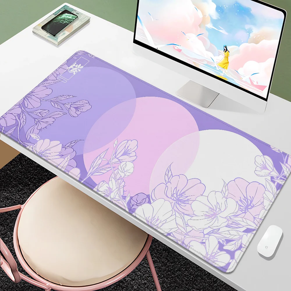 Sakura Circles Mouse Pad Mouse Karet Pc Gamer Over Edge Non-slip Keyboard Mat Table Pads Gaming Aksesoris Deskmat Mausepad
