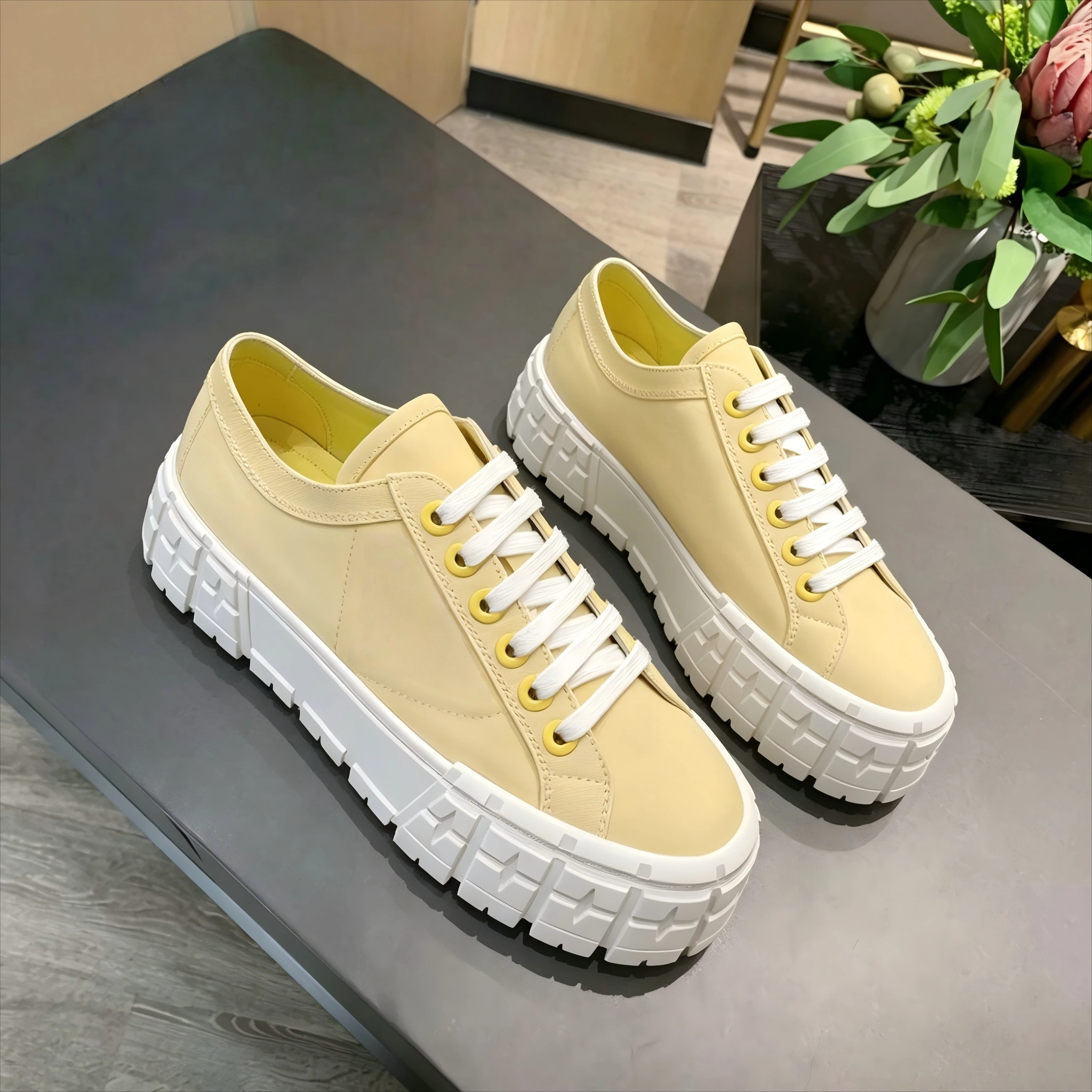 Brand Discount Women's Casual Shoes Platform Shoes Wedge Shoes Casual and Versatile Color Block Korean Style White Shoes Gifts
