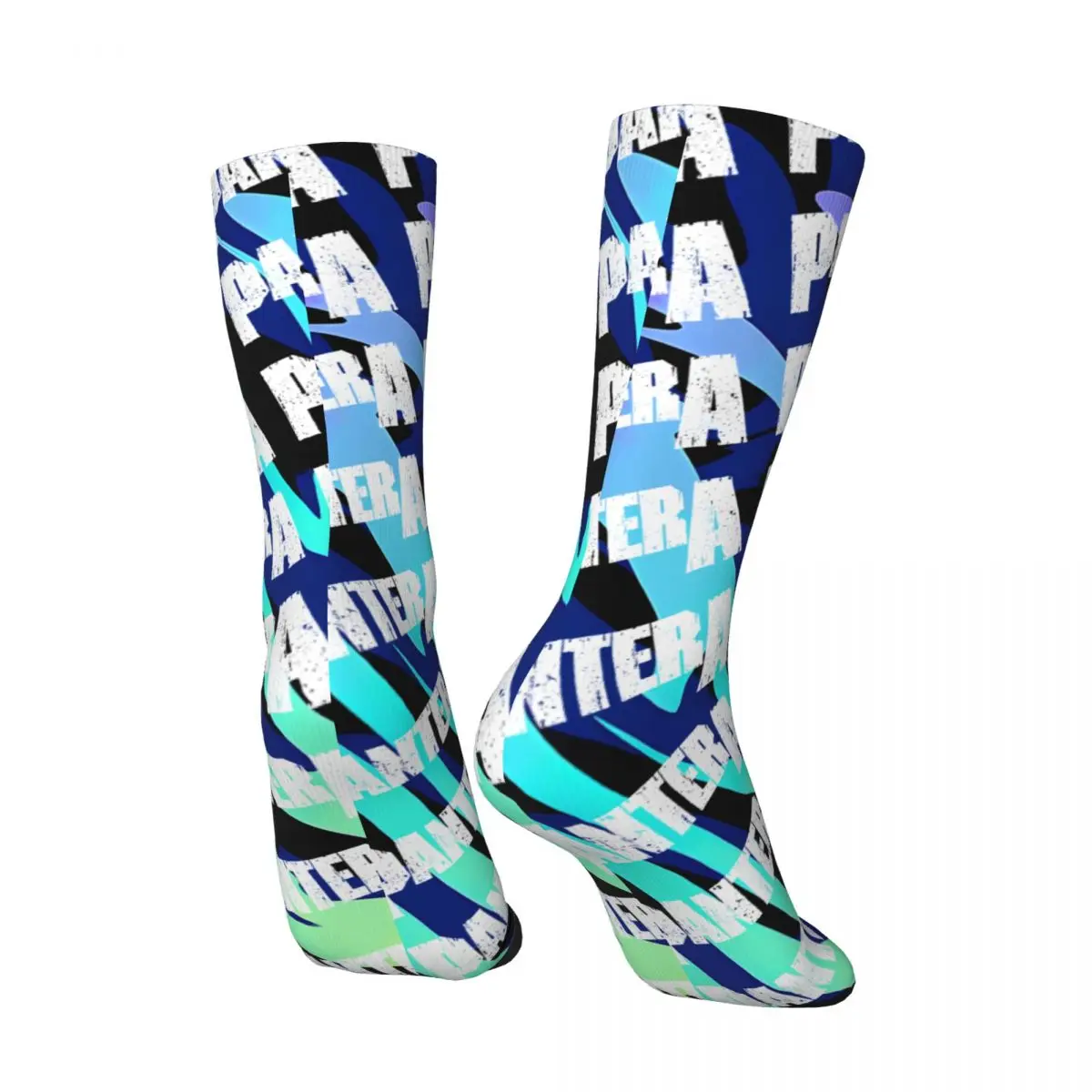 Crazy compression White Logo Sock for Men Harajuku Pantera Quality Pattern Crew Sock Novelty