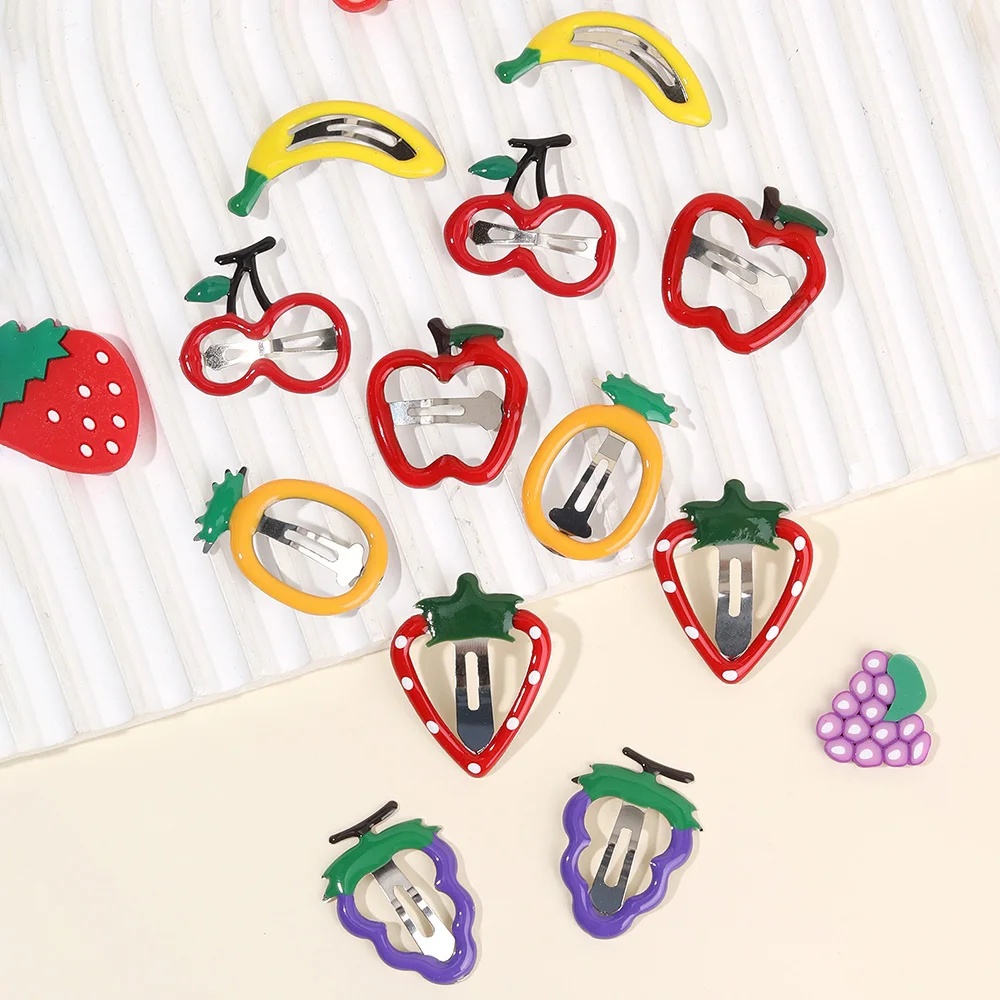 10Pcs/set Hot Cute Girls Hair Accessories Fruit BB Hair Clips Side Strawberry Hairpin Children Daily Styling Boutique Headwear