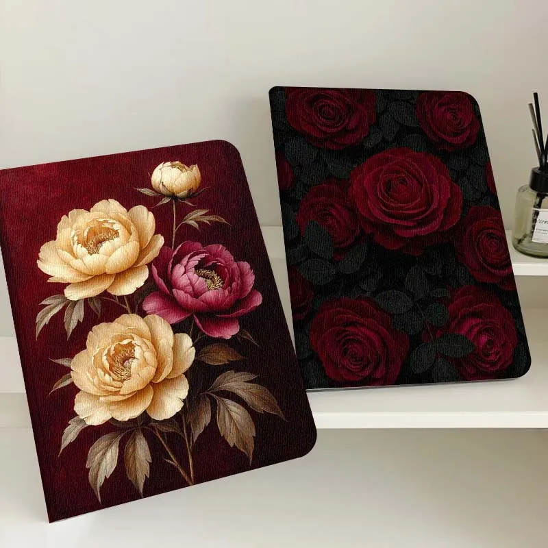 

Red Background Peony Flowers Gift Tablet Case For Samsung Tab Galaxy S6 S11 A A7 A8 A9 A11 10.1 10.4 10.5 Plus Lite