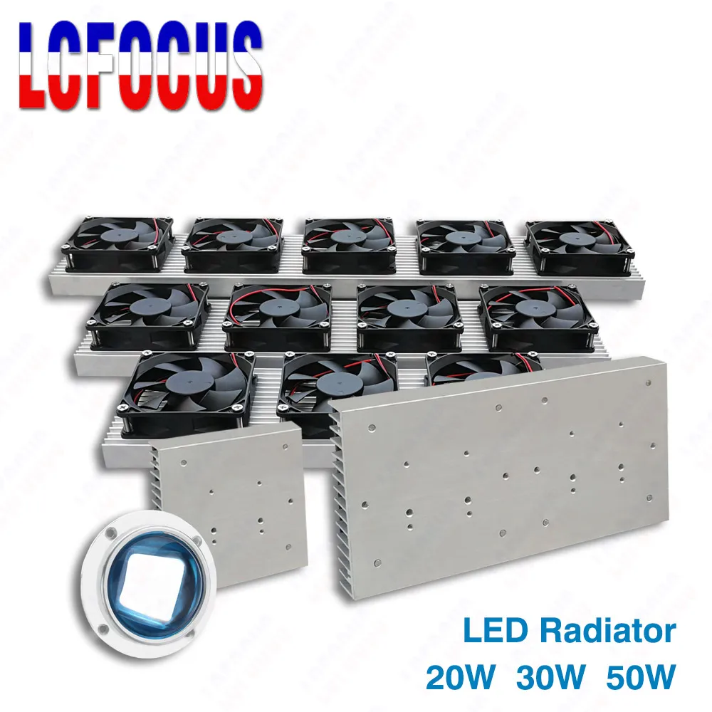 LED Aluminum Heatsink 10W 20W 30W 50W 100W Radiator with Fan Lamp Radiators Heat Sink Cooling For DIY Aquarium Grow Light