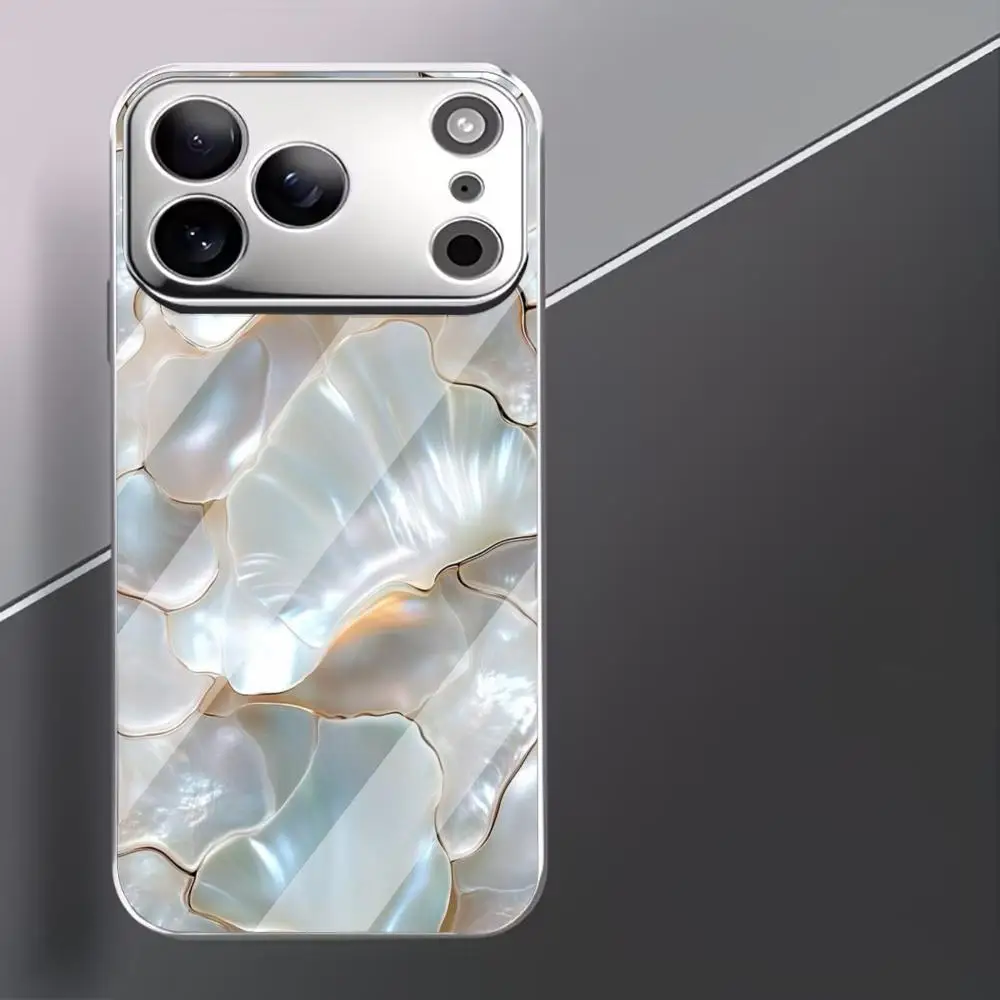 Muschelmuster Hochwertige Handyhülle Galvanisiertes Glas TPU Handyhülle für iPhone 17, 16, 15, 14, 13, 12, 11 Pro Plus – Detail 4