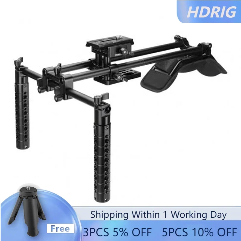 HDRIG Handheld Shoulder Mount Rig Dual Cheese Grip With Manfrotto Quick Release Baseplate For Camcorders HDSLR Cameras