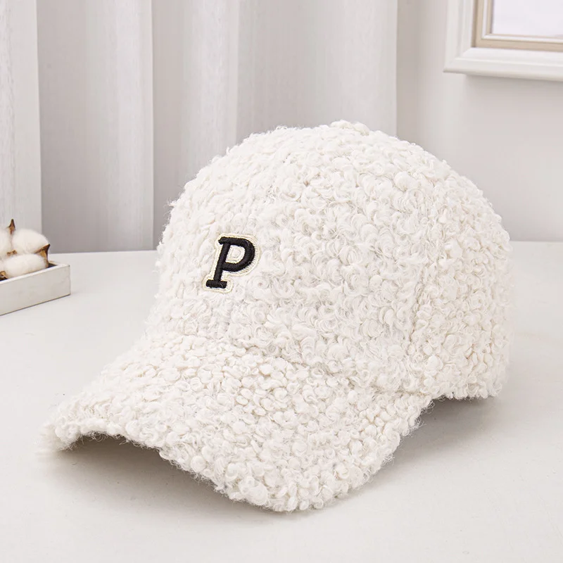 

Baseball Cap Woman Winter Warm Lambwool Hat Women Casual Outdoor Golf Sports Caps Retro Adjustable Snapback Sun Hat