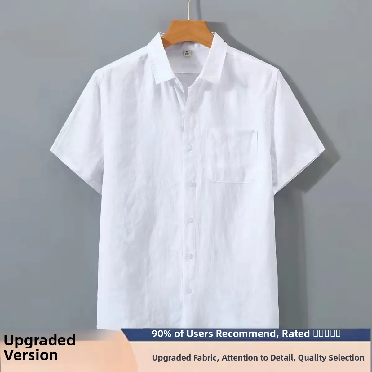 

Japanese Style Linen Cotton Shirt Men's Loose Fit Short Sleeve Thin Breathable T-Shirt White Collar Turn down Cotton Linen Ov...