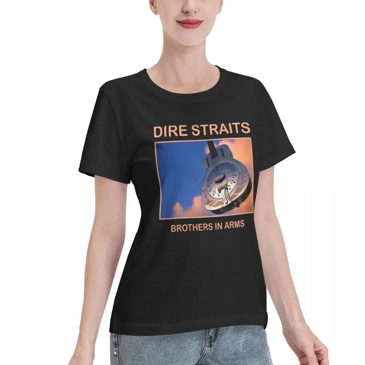 Summer Staple Dire Straits Brothers In Arms Guitar Women's T-shirt Simple Chic Undergarment Cotton Top