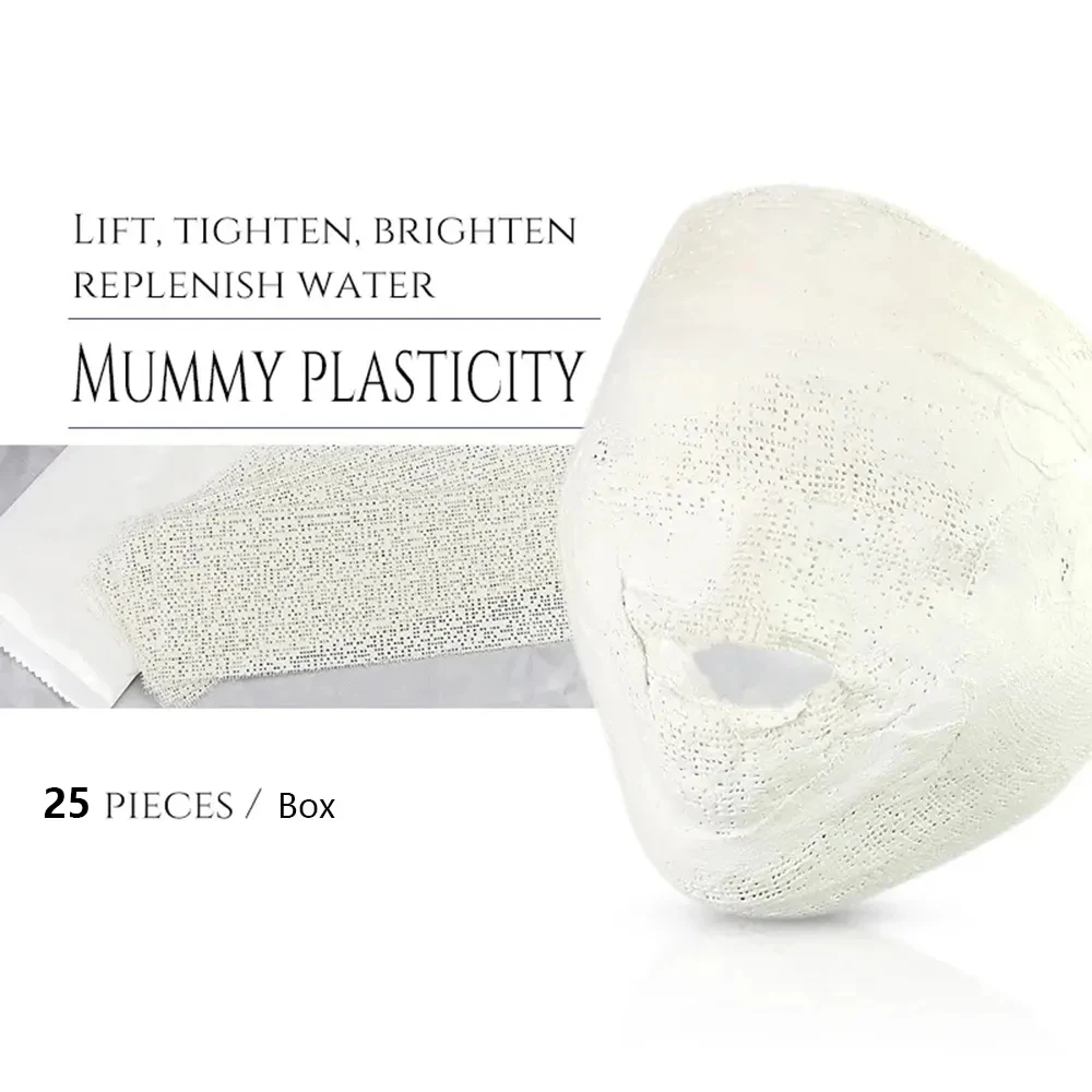 25pcs/1 box Gypsum Plaster Mask Lifting Remove Wrinkles V-Face Shape Plaster Bandage Witch Facial 3D Mummy Mask