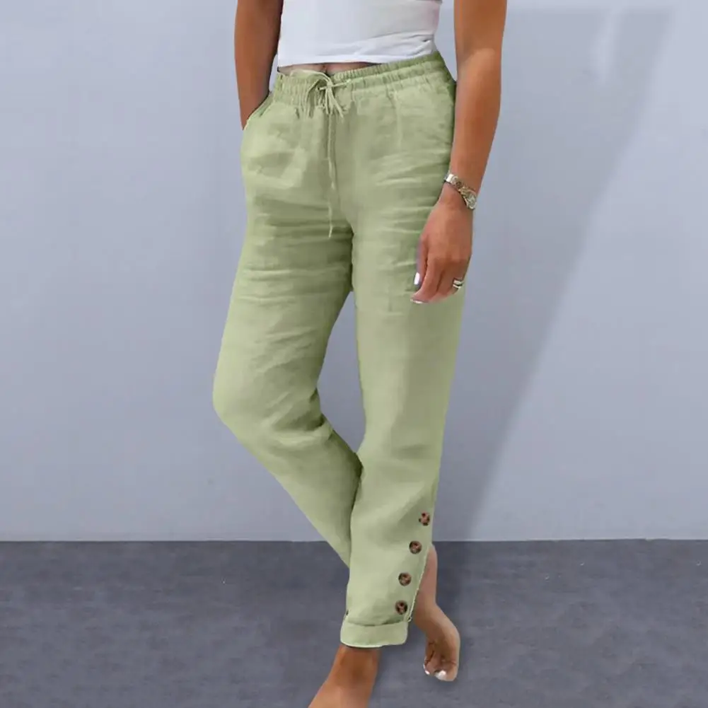 

Spring Summer Relaxed Pants Elastic Waist Women's Harem Pants Adjustable Drawstring Pockets Stylish Cuffs Comfy Versatile