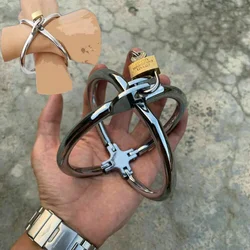 Steel Metal Cross Handcuffs Lockable Hog Tie Slave Bondage Restraints Woman Men BDSM  Sex Game  Adult