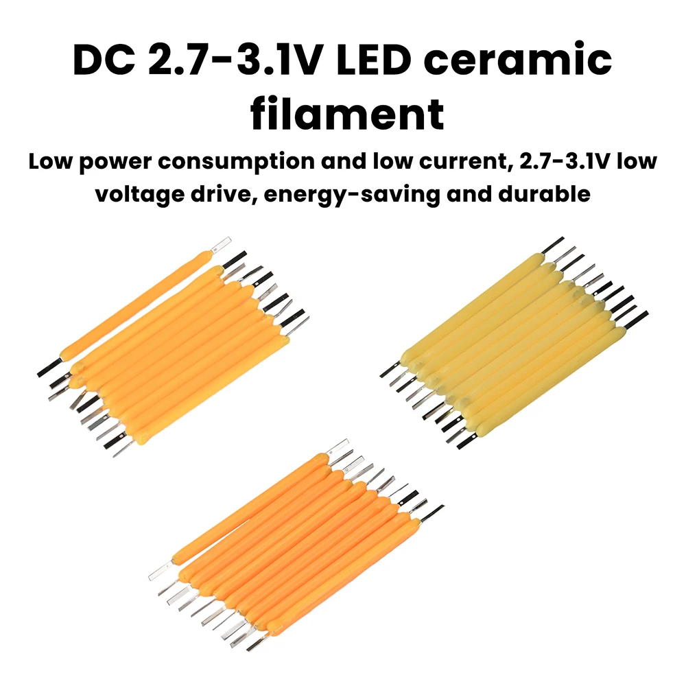 10PCS 38mm LED Filament COB Edison Bulb Lamp White/Warm White/Warm Yellow Light-Emitting Diodes CRI80 Holiday Lighting 2.7-3.1V