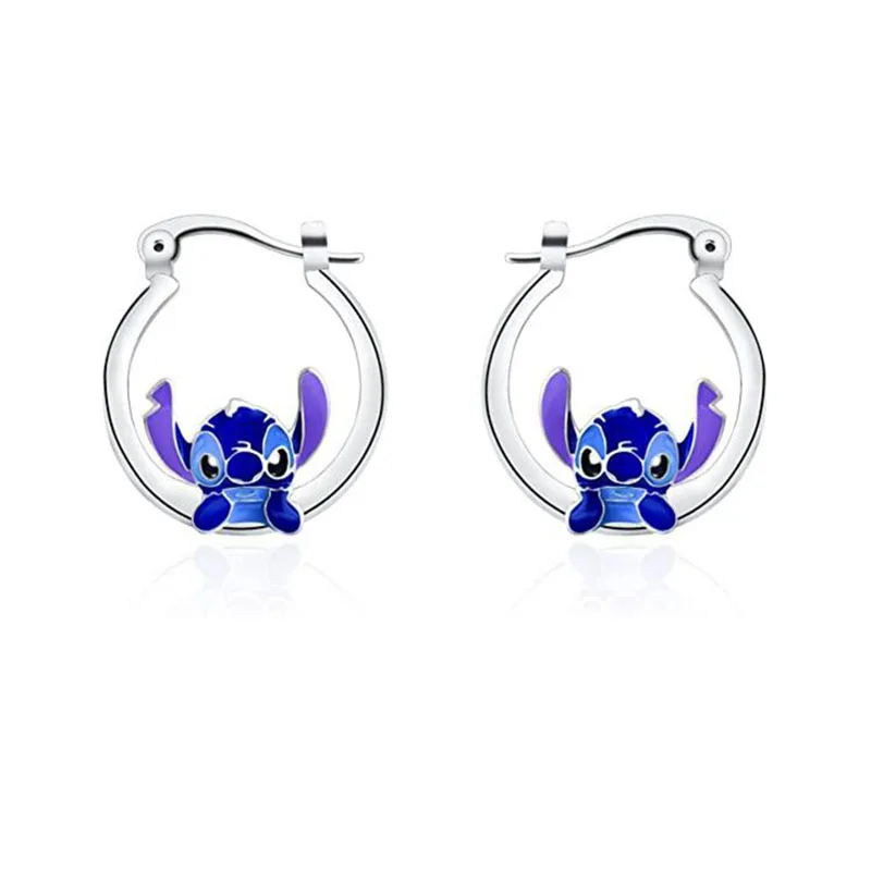 Disney Anime Lilo & Stitch Ear Pendants Kawaii Stitch Metal Earring Delicate Female Jewelry Accessories Woman Girl Gifts