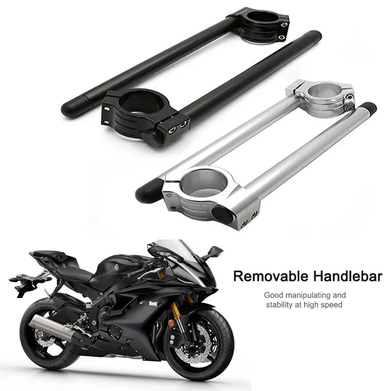 Cafe Racer Motorcycle Handlebar Racing Adjustable CNC Clip On Motor Fork Handle Bar 31 32 33 35 36 37 39 41 43 46MM Chrome Black