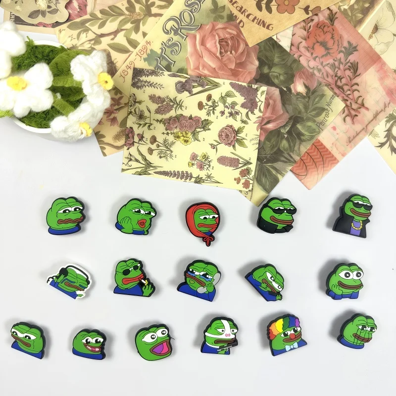 

Funny Sad Frog Shoe Charms Pin Hot Sales for Croc Accessories Shoe Decoration Adult Christmas Party Gifts jibbitz Crocodile