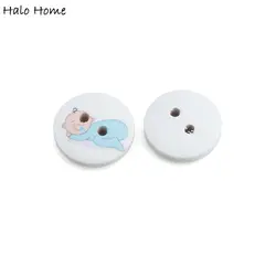 50pcs Baby Theme Round Wooden Buttons Sewing Scrapbook Clothing Gifts Crafts Handwork Accessories Jacket Blazer 15mm