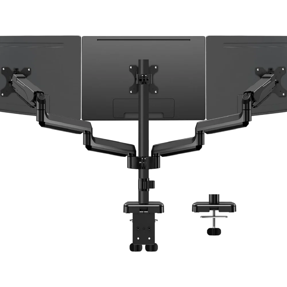

Triple Monitor Mount for 17-32 inch Screens, Full Motion Triple Monitor Stand, Gas Spring 3 Arm Desk Mount Hold up to 19