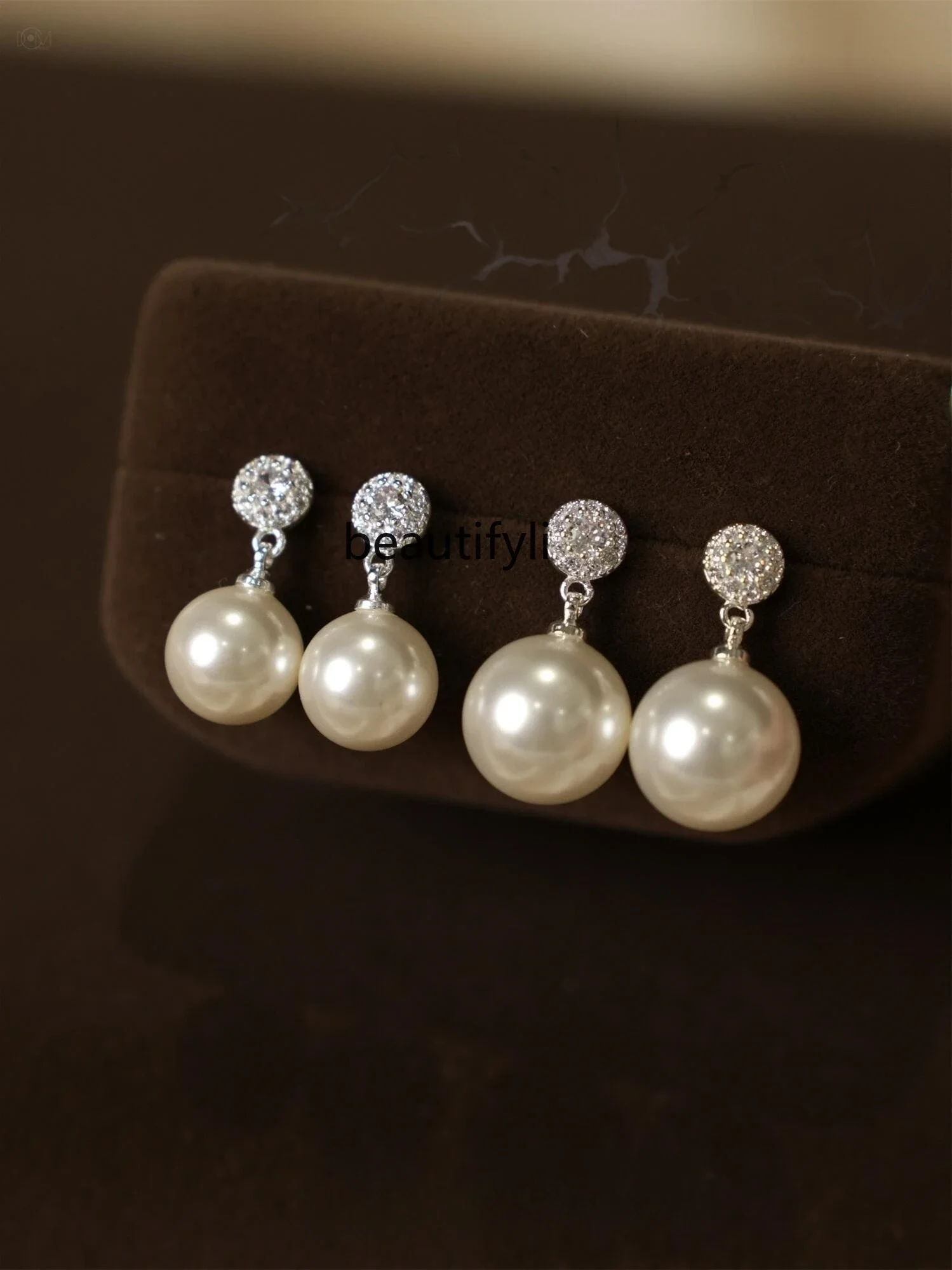 lt New 925 Silver Needle Zircon Single Pearl Earrings Premium Retro Niche Earrings