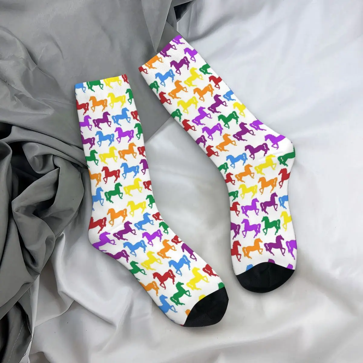 Chaussettes Kawaii à imprimé animal pour femmes, chaussettes de cheval colorées, chaussettes de cyclisme, chaussettes coordonnantes, douces et respirantes, conception d'automne