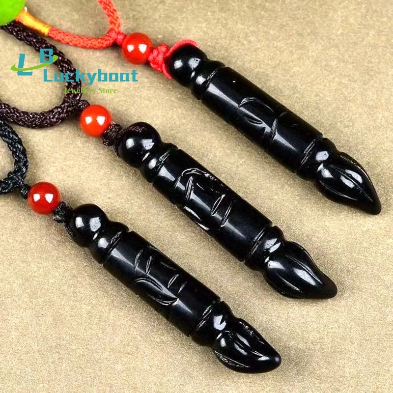 Natural Obsidian Wenchang Pen Crystal Men's and Women's Pendant Jewelry Gift