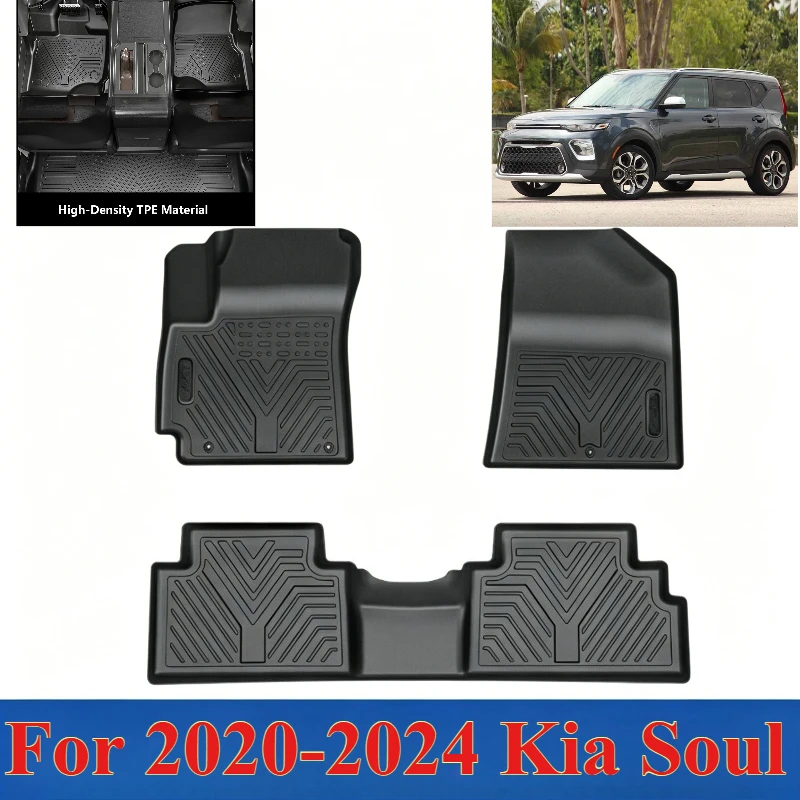 3 Peças para Kia Soul 2020-2024, Tapetes de Carro TPE 3D, Tapete Antiodor, Acessórios Pretos, Acessórios para Interior de Automóveis