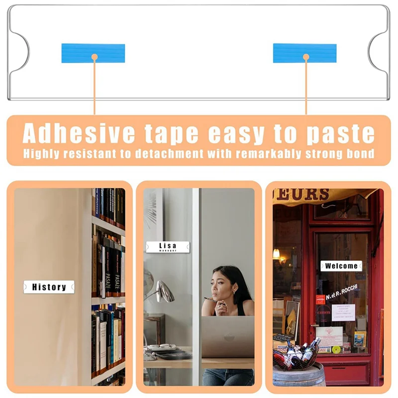 

60X Acrylic Name Plate Holder Premium, 2X8 Inch,Clear Acrylic Plastic Sign Holder Frame Wall Name Plates For Office