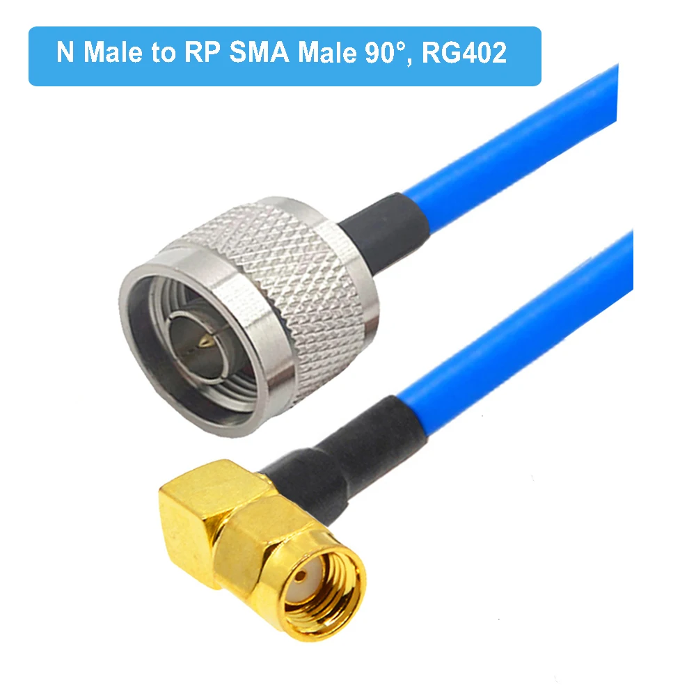 N Type Male Plug to RP-SMA Male Right Angle RF Adapter Cable RG402 Semi-Flexible 50 Ohm RF Coaxial Cable Extension Cord Jumper