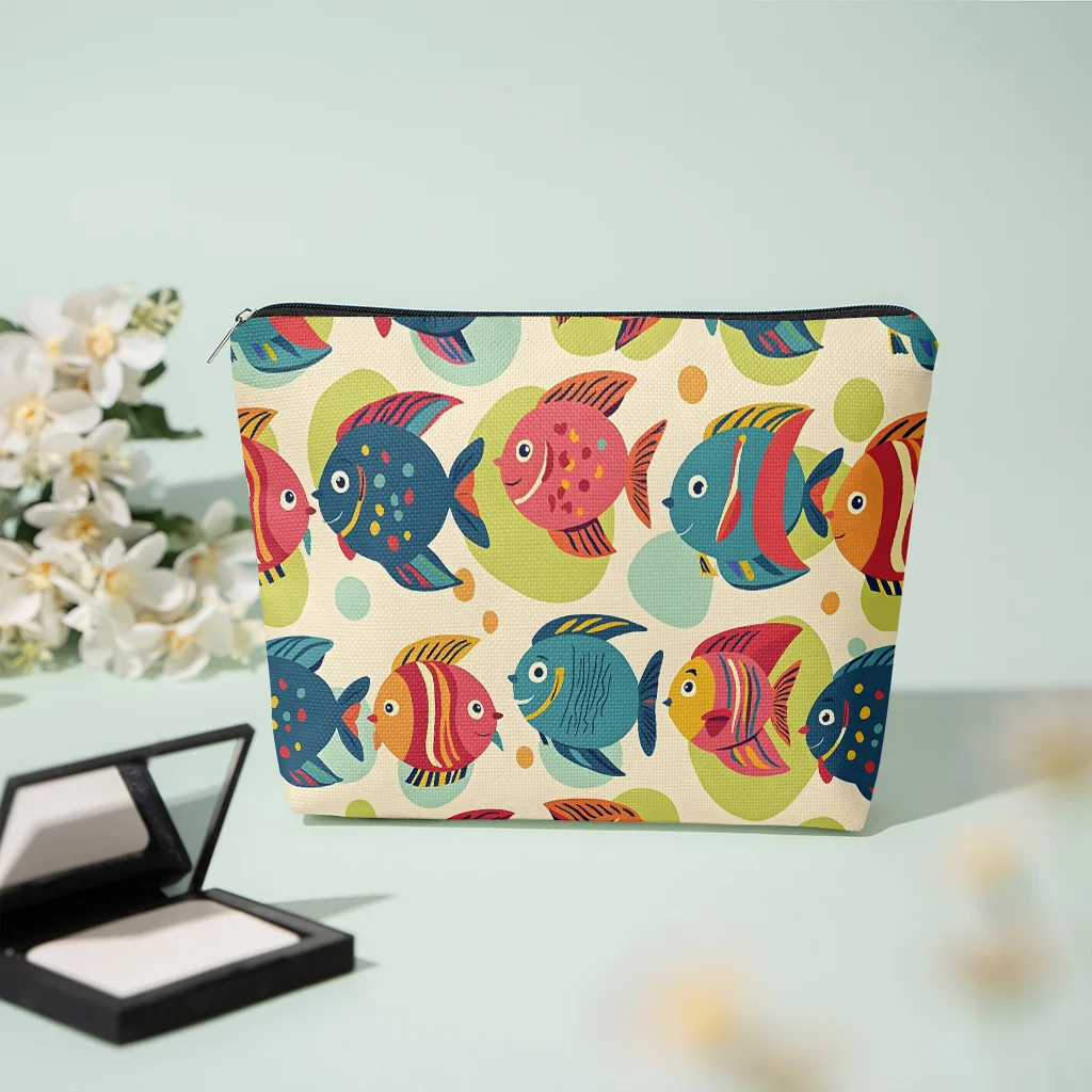 1 Piece of Tropical Fish-Themed Makeup Bag - Multifunctional Zipper Pouch for Women, Perfect Travel Zipper Storage Bag, Fun Birthday Gift