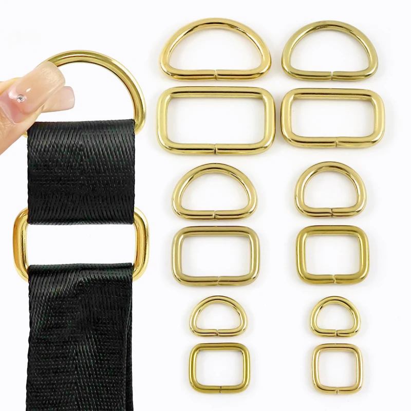 2/5/10Pcs Solid Brass O D Ring Buckles 13-38mm Metal Bags Buckle for Webbing Hook Strap Side Connect Carabiner Rings Hardware