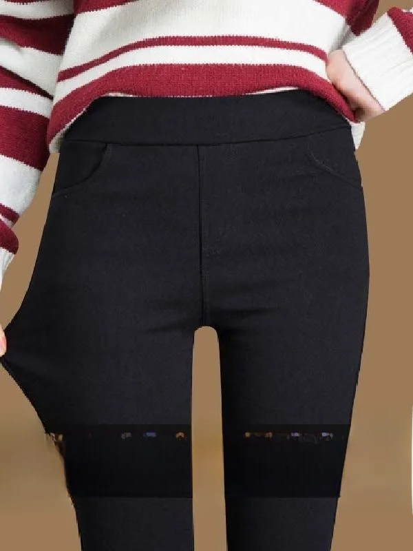 High Waist Leggings Women's Outerwear Spring Autumn Black Versatile Slimming Small Black Pants Tight Elastic Ankle-Length Magic