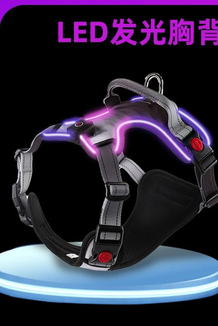 Cross-border supply LED light pet dog luminous chest strap reflective luminous dog chest strap