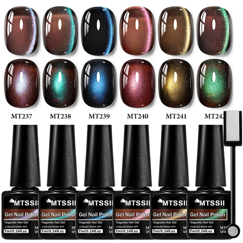 

7pcs Mysterious Blue Cat Magnetic Gel Nail Polish Set Ultra Shine Glitter Semi Permanent Soak Off UV Gel Varnish Nail Supplies
