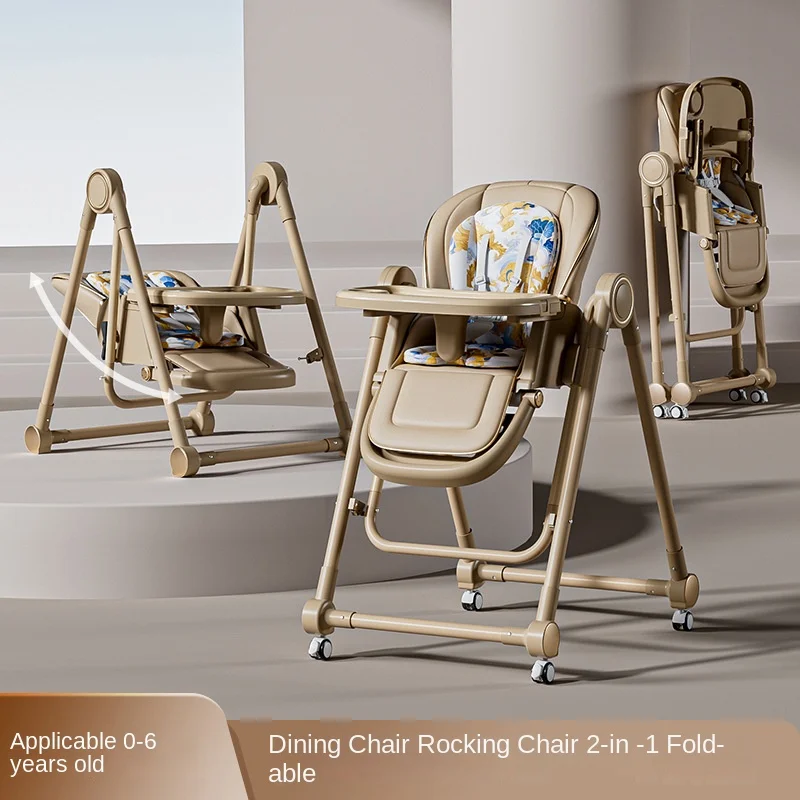 Baby Dining Chair Multifunction Adjustable 2-in-1 Smooth Cardan Wheel Foldable Toddler Reclining Chair Highchair for Baby
