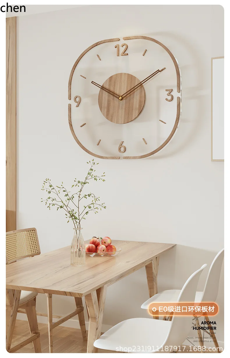 

Zml living room & bedroom decor clock - creative transparent wooden frame wall clock - silent movement