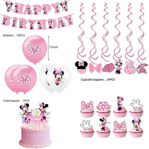 Disney Minnie Mausdekoration, Prinzessin -Party -Mädchen, Geschirr, Ballon, Flagge, Pappbecher, Geburtstag 12 Hauptverkaufsdekoration für die Taufe - №9