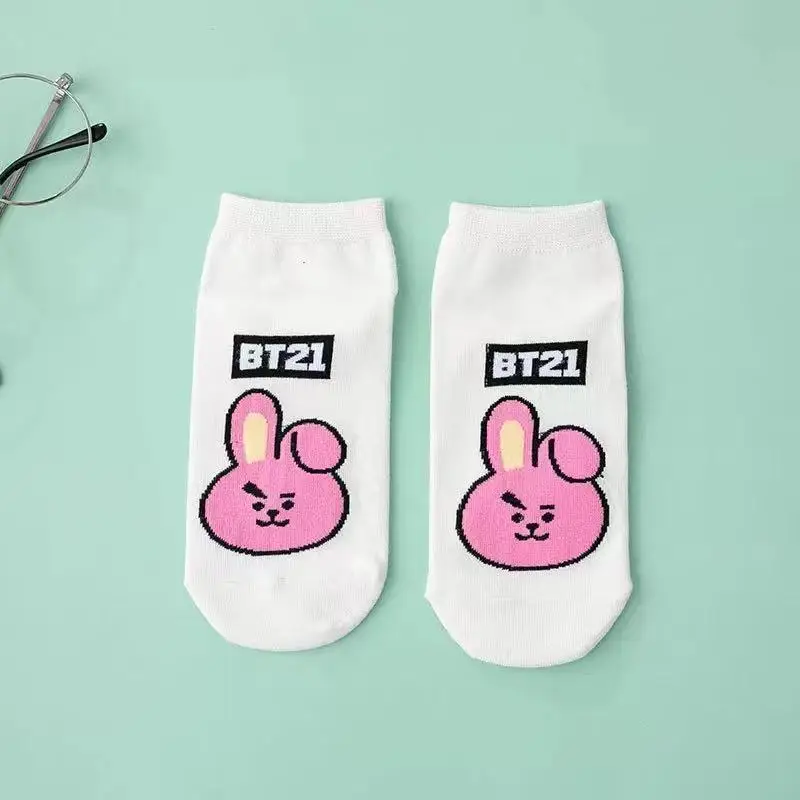 BT21 Kawaii Anime Cartoon Baby Series Cotton Socks Candy Color Warm Stockings Autumn and Winter Wool Socks Cute Birthday Gift