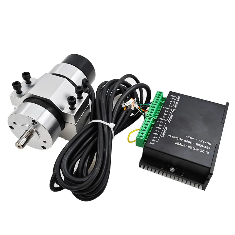 48v 500W ER11 Brushless Spindle+57MM Clamp with Screws+ 48V Brushless Motor Driver+ER11-10mm Built in HALL sensor