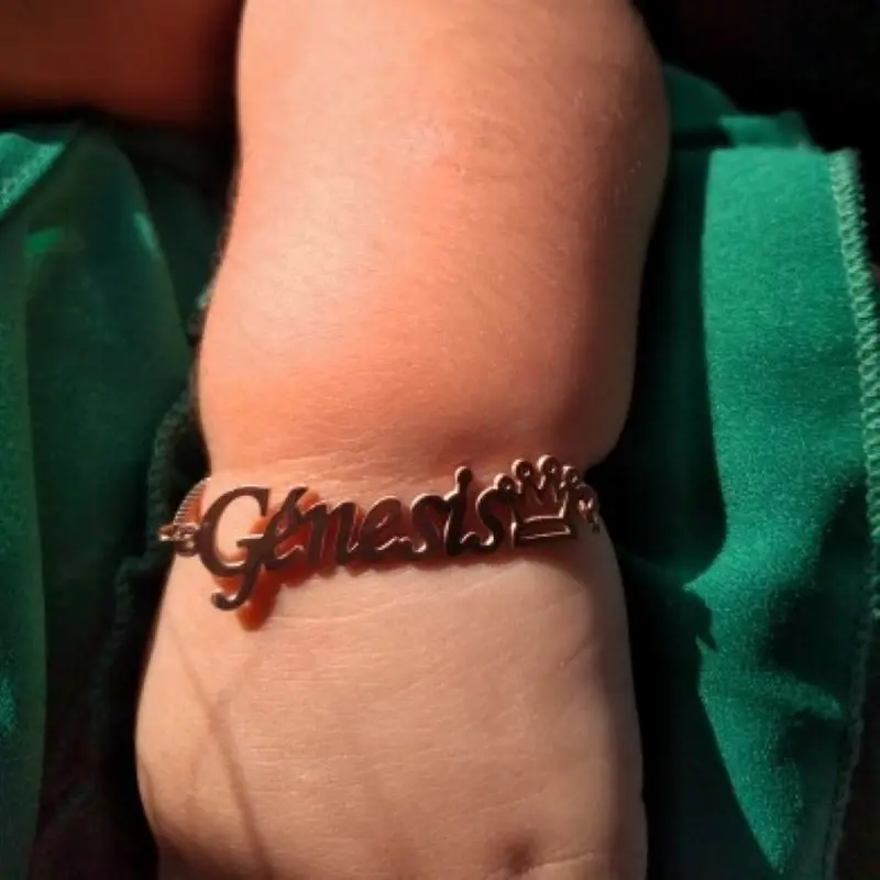 Custom Children\'s Name Bracelets for Kids Baby Stainless Steel Personalized Heart Crown Children Bracelet Christmas Jewelry Gift