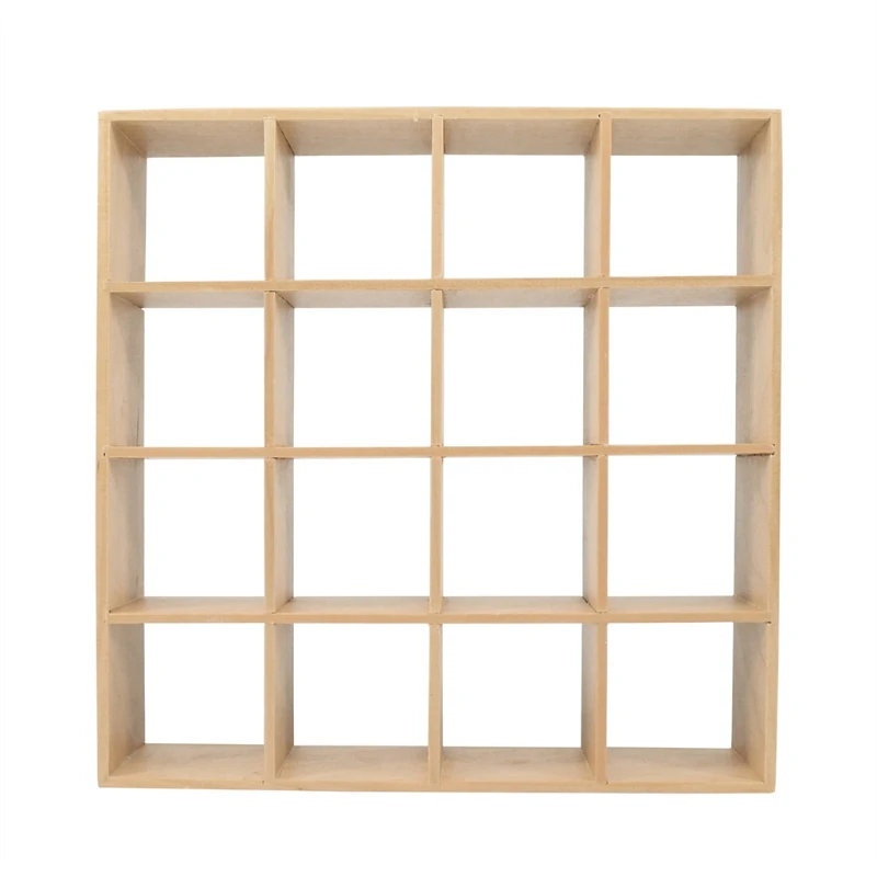 1: 12 Dollhouse Miniature Wooden Storage Rack White 16 Grid Shelves Doll House Decor Wall Rack Bookshelf Display Dollhouse B03E