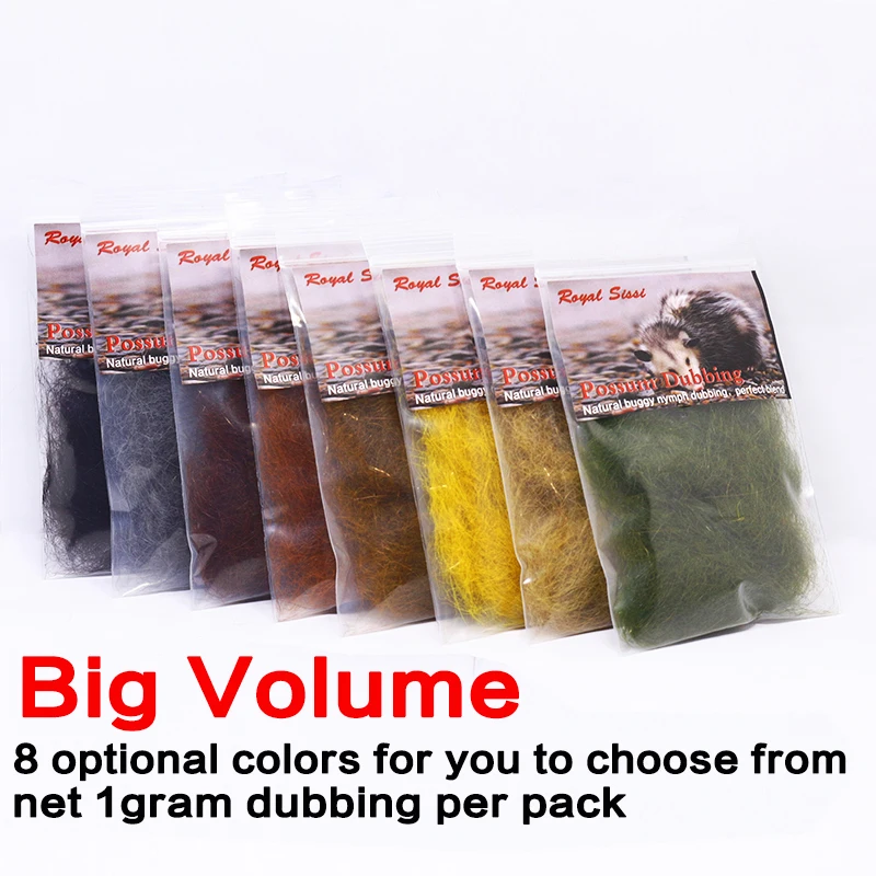 Jujufly Net 1Gram Fly Tying Possum Dubbing 100% Natural Buggy Effect Nymph Fly Dubbing Spiky & Coarse Fly Body Tying Materials
