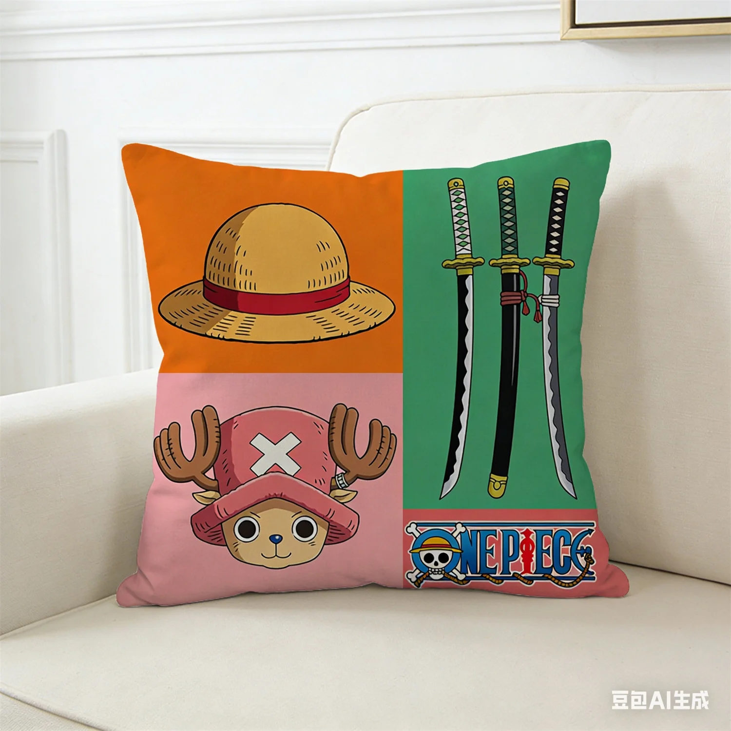 One Piece Monkey D Luffy Pillow Cover Anime Decorative Square Pillowcase for Bedroom Living Room Sofa Car Home Decor - view 5
