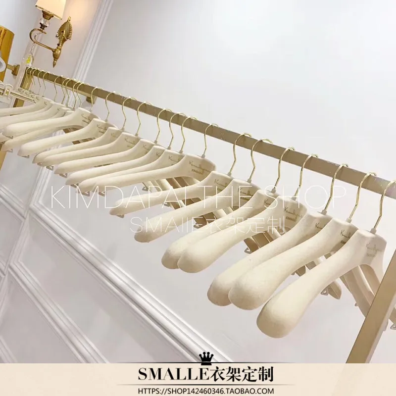 Clothing Store Custom Logo Flocking Non-Slip Traceless Hanger Wedding Dress Display Bride Hanger Brand