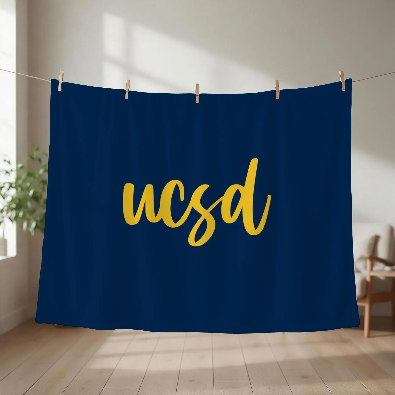 Cursive Go Tritons! Throw Blanket couch cozy soft plush fuzzy picnic outdoor blanket