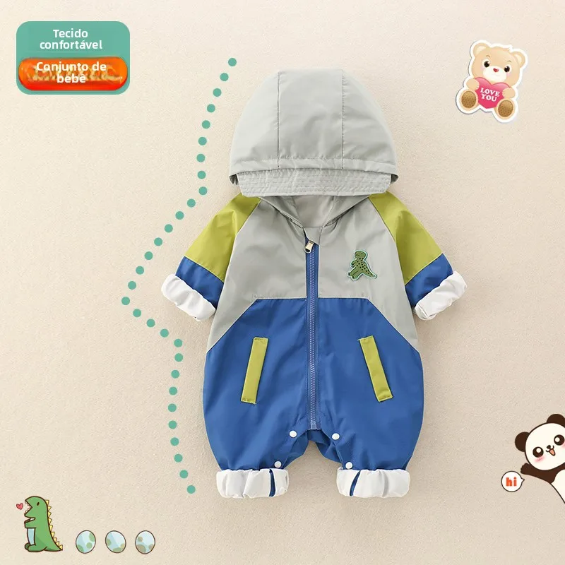 Roupa de Outono para Bebê Menino: Macacão de Poliéster para Engatinhar ao Ar Livre, Calça Comprida de Cintura Média com Corte...