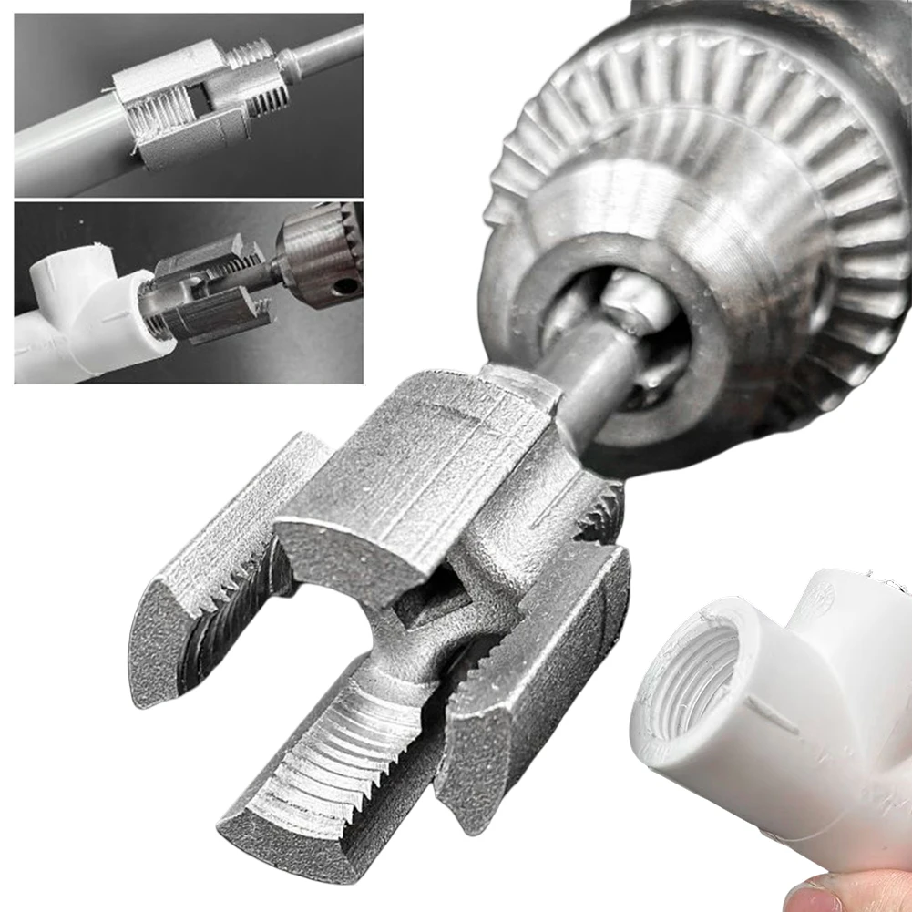 Integrated Pipe Threading Tool for 1/2 3/4 Inch Dual-Function Thread Cutting Tool Compatible Electric Drill Pipe Rethreading Kit