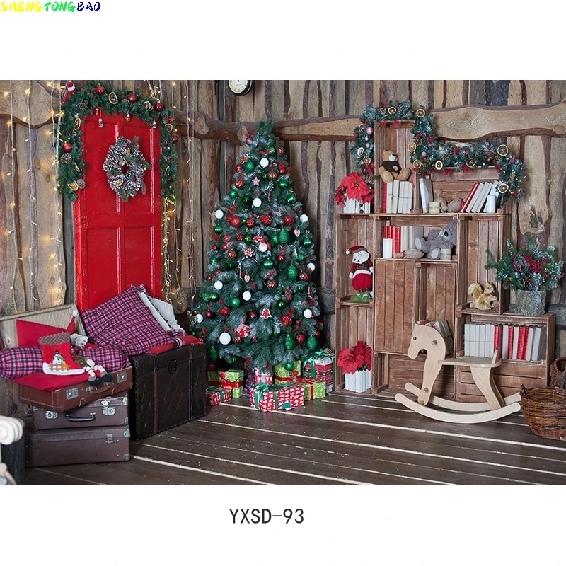 Kerstboom Open Haard Kinderen Voor Foto-Achtergronden Shengyongbao Kerst Indoor Thema Fotografie Achtergrond YXSD-03