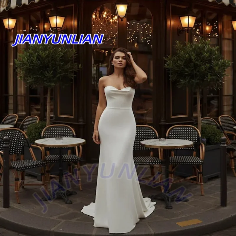 

Wedding Dress Customize To Measures Simple Satin Elegant Sweetheart For Women Stunning Floor Length Simple Zipper