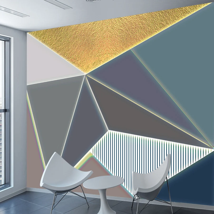 Modern Custom Self Adhesive Vinyl Wallpapers for Living Room Decoration Wall Papers Home Decor Panel Furniture Geometic TV Mural